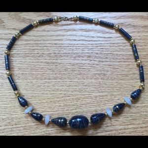 Vintage blue gold & white necklace